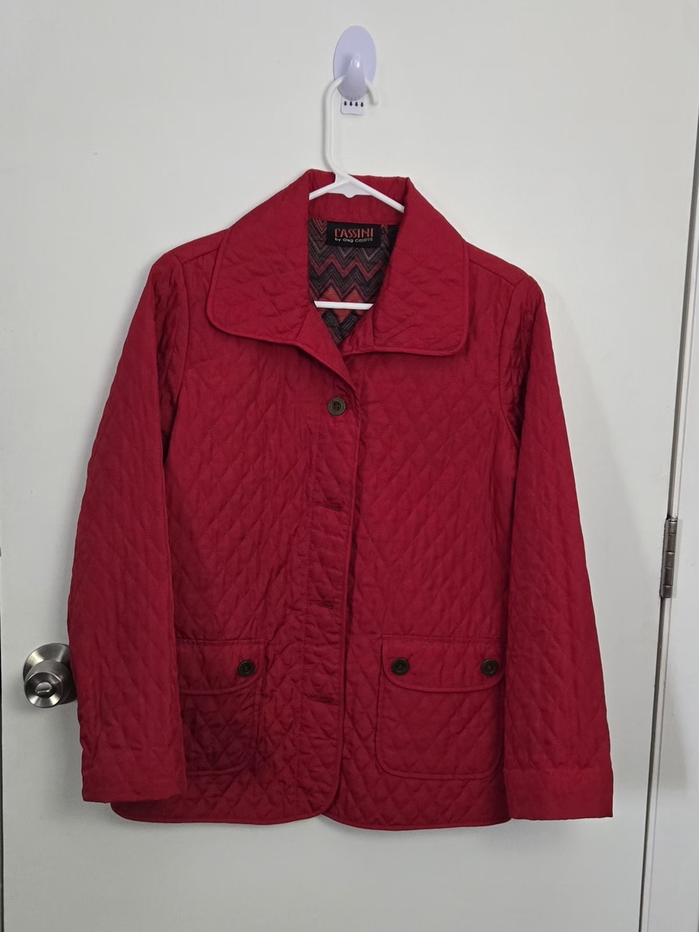 Oleg Cassini Quilted Red Utility Jacket